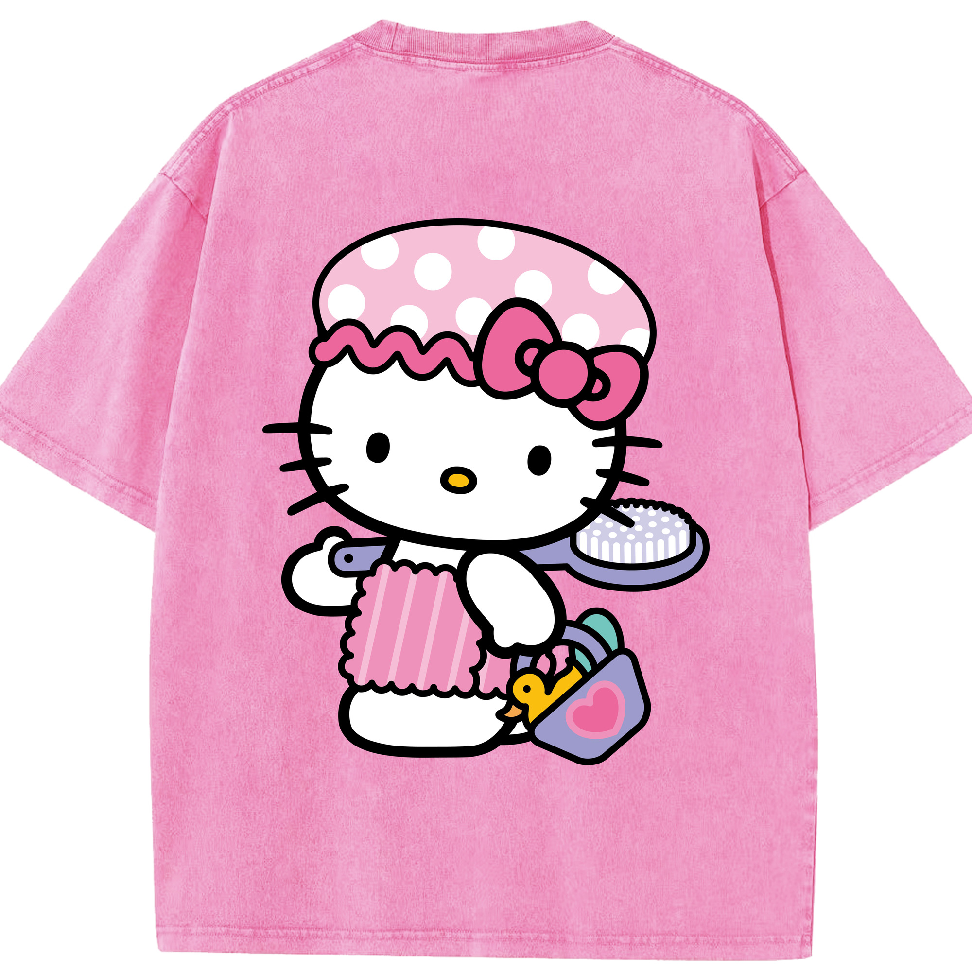 （画像用） Hello Kitty ハローキティ 綿100% ヴィンテージ風 半袖Tシャツ（背面プリント）